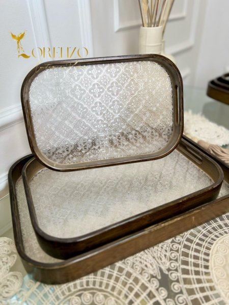 صواني خشبية بطابع عصري 3 قطع